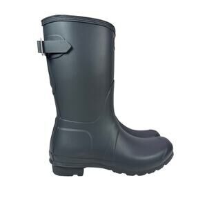 Hunter Original Short Rain Boots Womens 8 Dark Slate Rubber Adjustable Buckle